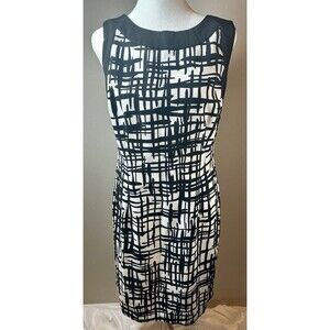 Ronni Nicole Shift Dress Womens 8 Black White Abstract Work Office Career Chic